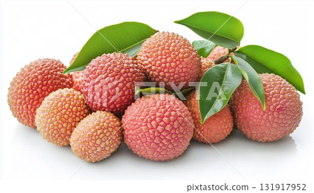 White Background With A Single Litchi Fruit Centered 131917952