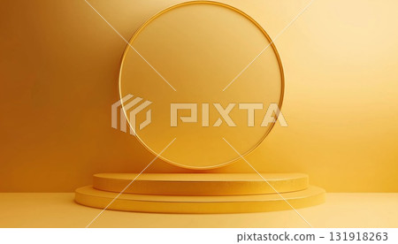 Elegant Gold Stage Design Featuring Geometric Shapes 131918263