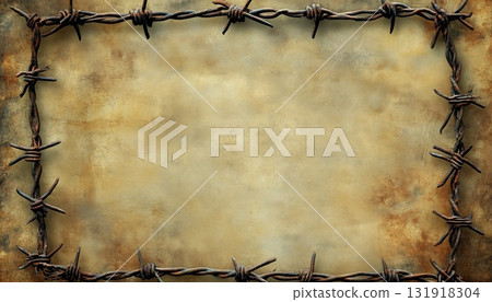 Grunge Frame With Barbed Wire Design Grunge Frame With Barbed Wire Design 131918304