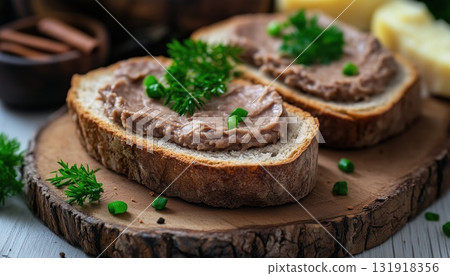 Delicious Liver Pate On White Bread 131918356