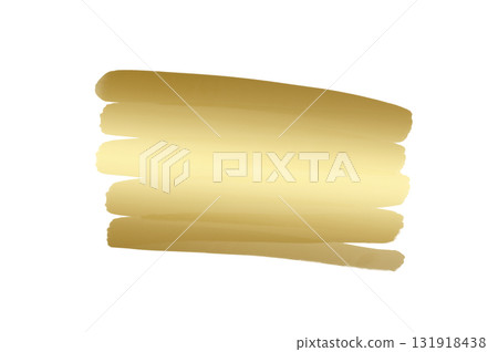 Gold brush strokes. Shiny paint spots. Bright festive highlight. Foil stripe. illustration of metallic brush stroke. gold brush marks, gold stain, golden brush stroke, hand drawn, golden stripe brush  131918438