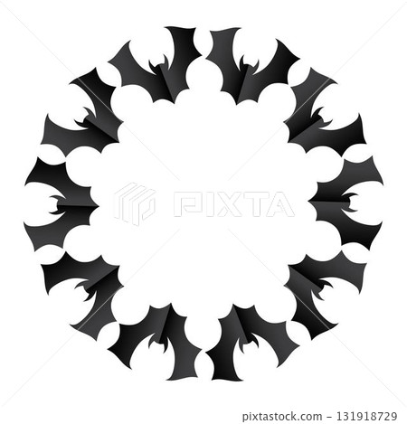 Circular frame made of black flying bats. 131918729