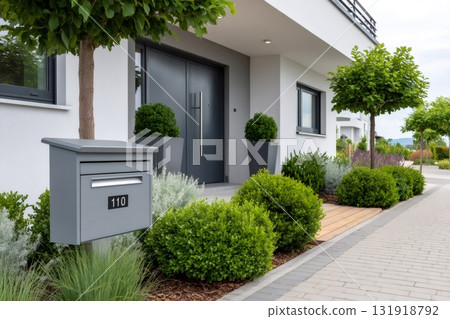 House entrance creating modern home exterior design House entrance creating modern home exterior design 131918792