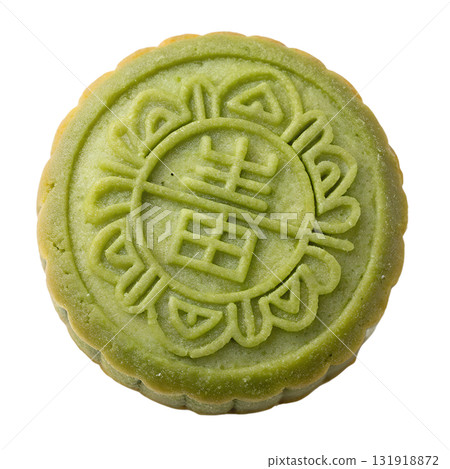 Green mooncake showcasing pressed traditional design and characters, seasonal asian pastry isolated on transparent background Green mooncake showcasing pressed traditional design and characters, seasonal asian pastry isolated on transparent background 131918872