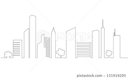 city one line drawing city one line drawing 131919205