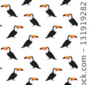 Vector seamless pattern of flat hand drawn toucan 131919282