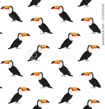Vector seamless pattern of flat hand drawn toucan 131919282