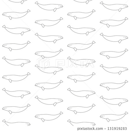 Vector seamless pattern of outline beluga whale 131919283