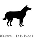 Vector flat hand drawn husky dog silhouette 131919284