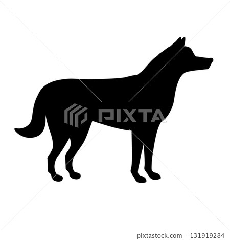 Vector flat hand drawn husky dog silhouette 131919284