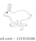 Vector flat hand drawn outline running hare 131919286