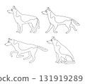 Vector set of flat hand drawn outline shepherd dog 131919289