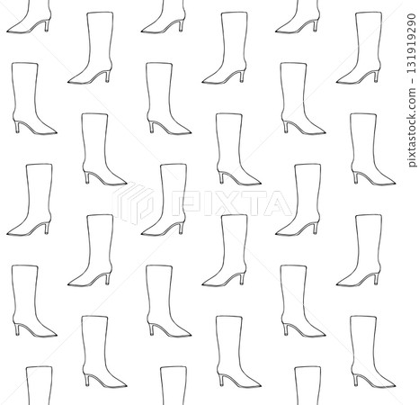 Vector seamless pattern of hand drawn outline boot 131919290