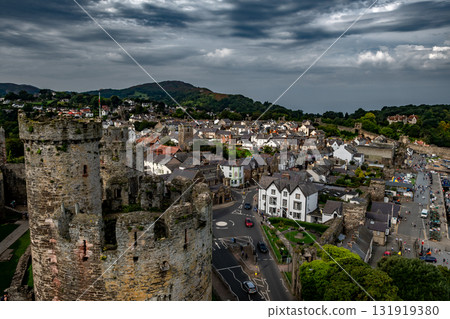 Conwy Castle With City And River Conwy In North Wales, United Kingdom Conwy Castle With City And River Conwy In North Wales, United Kingdom 131919380