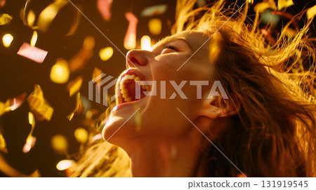 Confetti Joy Portrait with Long Hair 131919545