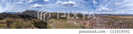 View of the ruins of the Inca temple of Chinchero in Cusco. Panoramic View of the ruins of the Inca temple of Chinchero in Cusco. Panoramic 131919591