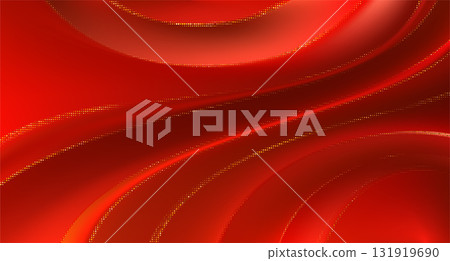 Red luxury silk bg. Premium wave fabric flow for cosmetics product design. 131919690