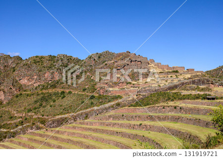 Nice view of the Pisac ruins in Cusco. Nice view of the Pisac ruins in Cusco. 131919721
