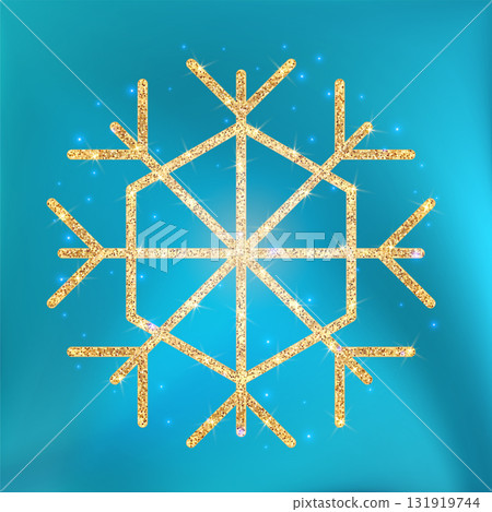 Gold glitter snowflake icon. Winter Christmas sparkling design Gold glitter snowflake icon. Winter Christmas sparkling design 131919744