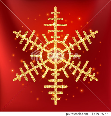 Gold glitter snowflake icon. Winter Christmas sparkling design Gold glitter snowflake icon. Winter Christmas sparkling design 131919746