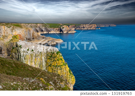 Spectacular Cliffs At The Atlantic Coast Of Wales In Pembrokeshire, United Kingdom 131919763