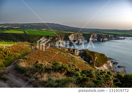Coastal Path At The Wild Atlantic Coast Of Dinas Head In Pembrokeshire In Wales, United Kingdom Coastal Path At The Wild Atlantic Coast Of Dinas Head In Pembrokeshire In Wales, United Kingdom 131919772