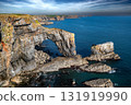 Rock Formation Green Bridge At The Atlantic Coast Of Wales In Pembrokeshire, United Kingdom 131919990
