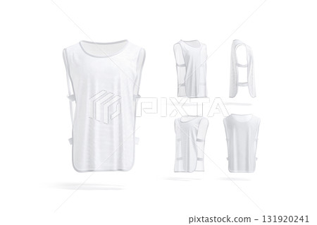Blank white football team practice vest straps mockup, different views Blank white football team practice vest straps mockup, different views 131920241