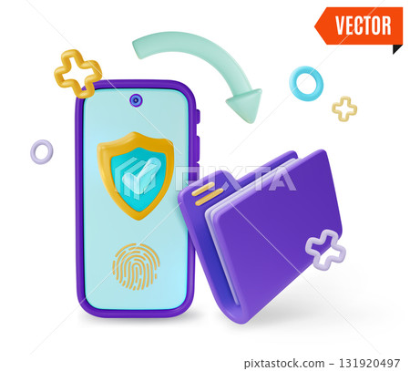 3d Smartphone Security Lock Folder Data Protection Concept Cartoon Design Style. Vector illustration 3d Smartphone Security Lock Folder Data Protection Concept Cartoon Design Style. Vector illustration 131920497