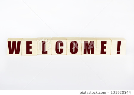 Welcome - word concept on cubes, text 131920544