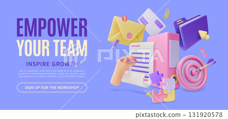 3d Color Empower Your Time Inspire Growth Workshop Concept Ads Banner Poster Card Template. Vector illustration 3d Color Empower Your Time Inspire Growth Workshop Concept Ads Banner Poster Card Template. Vector illustration 131920578
