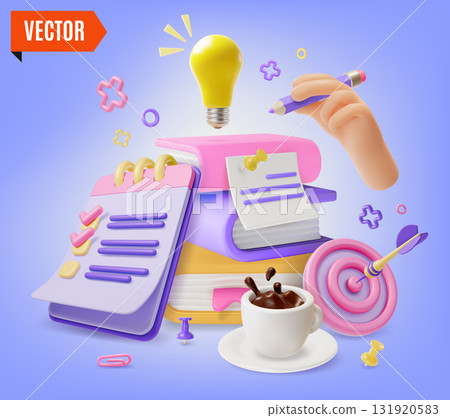 3d Color Creative Mindset Fuel Imagination with Creative Tools Concept Background Cartoon Design Style. Vector illustration 3d Color Creative Mindset Fuel Imagination with Creative Tools Concept Background Cartoon Design Style. Vector illustration 131920583