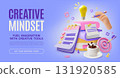 3d Creative Mindset Fuel Imagination with Creative Tools Concept Ads Banner Poster Card Template. Vector illustration 131920585