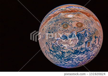 Planet Jupiter on a dark background. Elements of this image furnished by NASA 131920824
