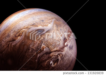 Planet Jupiter on a dark background. Elements of this image furnished by NASA 131920839