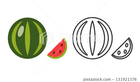This artwork highlights vibrant watermelon line icons including whole, sliced, and quartered fruits. Perfect for summer themes or fruit-related designs and projects. This artwork highlights vibrant watermelon line icons including whole, sliced, and quartered fruits. Perfect for summer themes or fruit-related designs and projects. 131921376