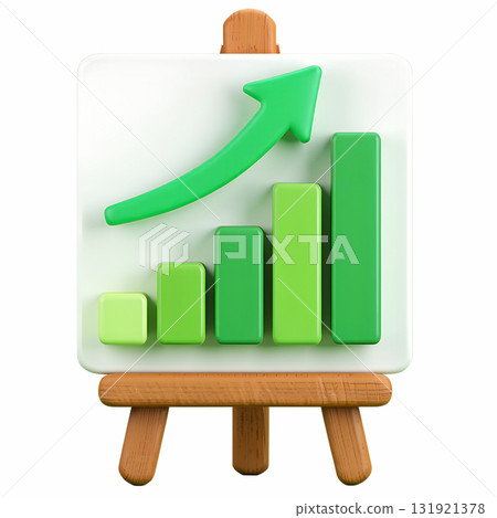 3d cartoon stand with vibrant green upward chart, business growth and success concept isolated on transparent background 3d cartoon stand with vibrant green upward chart, business growth and success concept isolated on transparent background 131921378