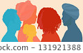 Colorful silhouettes showing unity and inclusion among diverse multicultural people 131921388