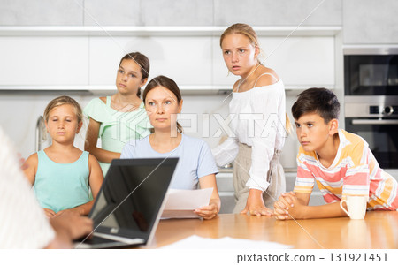 Caseworker came with a check to mother of many children. Children are scared 131921451