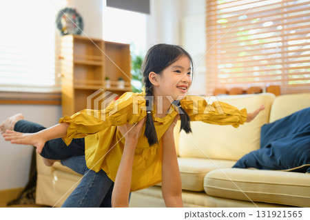 Happy future of a free and joyful child growing up in a loving home 131921565