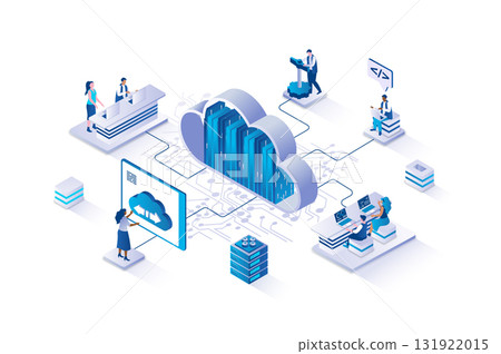Cloud computing 3d isometric concept with isometry people design for web. User working with cloud technology of files download and storage, sharing data with protection service. Vector illustration. Cloud computing 3d isometric concept with isometry people design for web. User working with cloud technology of files download and storage, sharing data with protection service. Vector illustration. 131922015