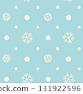 Seamless pattern of Christmas winter snowflakes. White snow flakes on gentle light blue background. Repeated vector texture, surface for packaging, cards, banners design, print for baby's fabric, fun 131922596