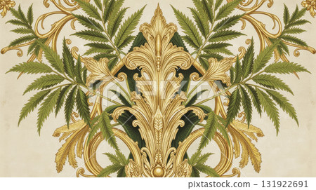 Elegant botanical decor with flower and leaves Elegant botanical decor with flower and leaves 131922691