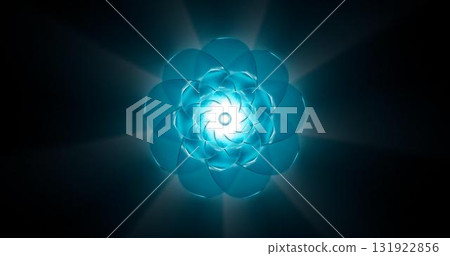 3d rendering. An abstract image of an ice flower with neon blue light from the bottom. 131922856