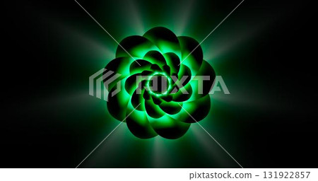 3d rendering. Abstract image of flower petals with green neon illumination from below. 131922857
