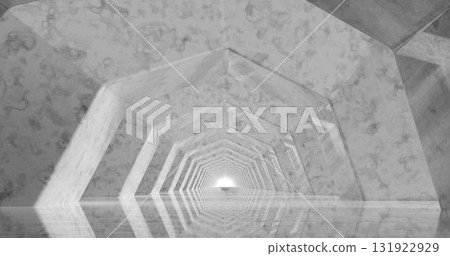 3d rendering. Corridor of light marble with columns stretching into the distance. 3d rendering. Corridor of light marble with columns stretching into the distance. 131922929