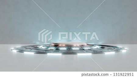 3d rendering. Empty light white studio room futuristic Sci Fi big hall room with lights white, Future background for design. 3d rendering. Empty light white studio room futuristic Sci Fi big hall room with lights white, Future background for design. 131922951