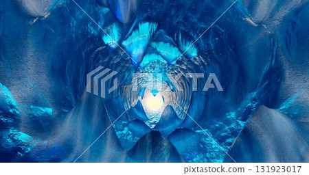 3d rendering. Ice cave entrance. frozen tunnel with icy walls of blue ice. 131923017