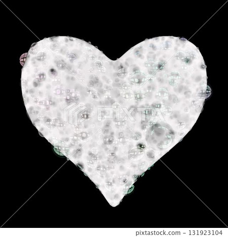 Heart shaped foam bubbles isolated on black with clipping path texture and background 131923104