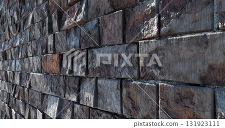 3d rendering. Wall masonry from old bricks. 131923111